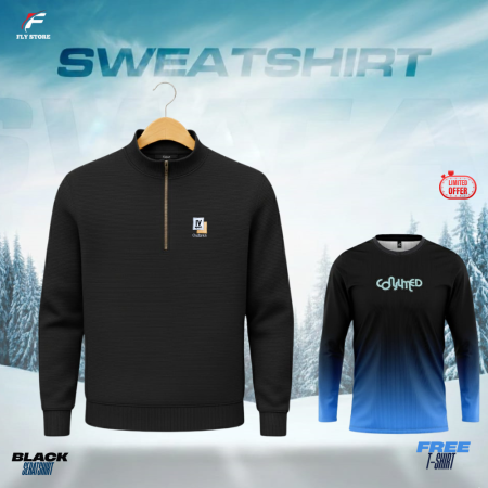 Men’s High-Neck Half-Zip Pullover-Black