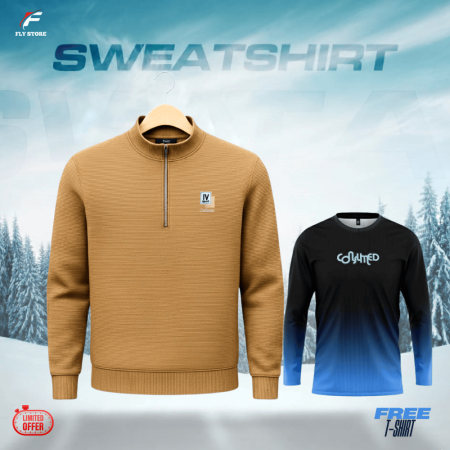 Men’s High-Neck Half-Zip Pullover-Dark Khaki